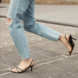 Steve Madden Loft Slide Sandal - Black Snake Skin Kitten Heel